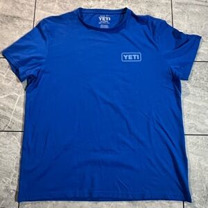 Yeti Mens Blue Cotton Polyester Blend Short Sleeve T-Shirt Logo Austin Texas XXL